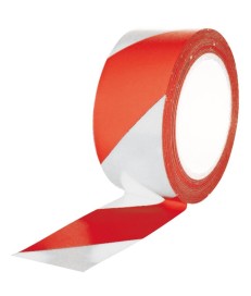 ROLLO CINTA BALIZAMIENTO 75MM BLANCO / ROJO ( 25 METROS)