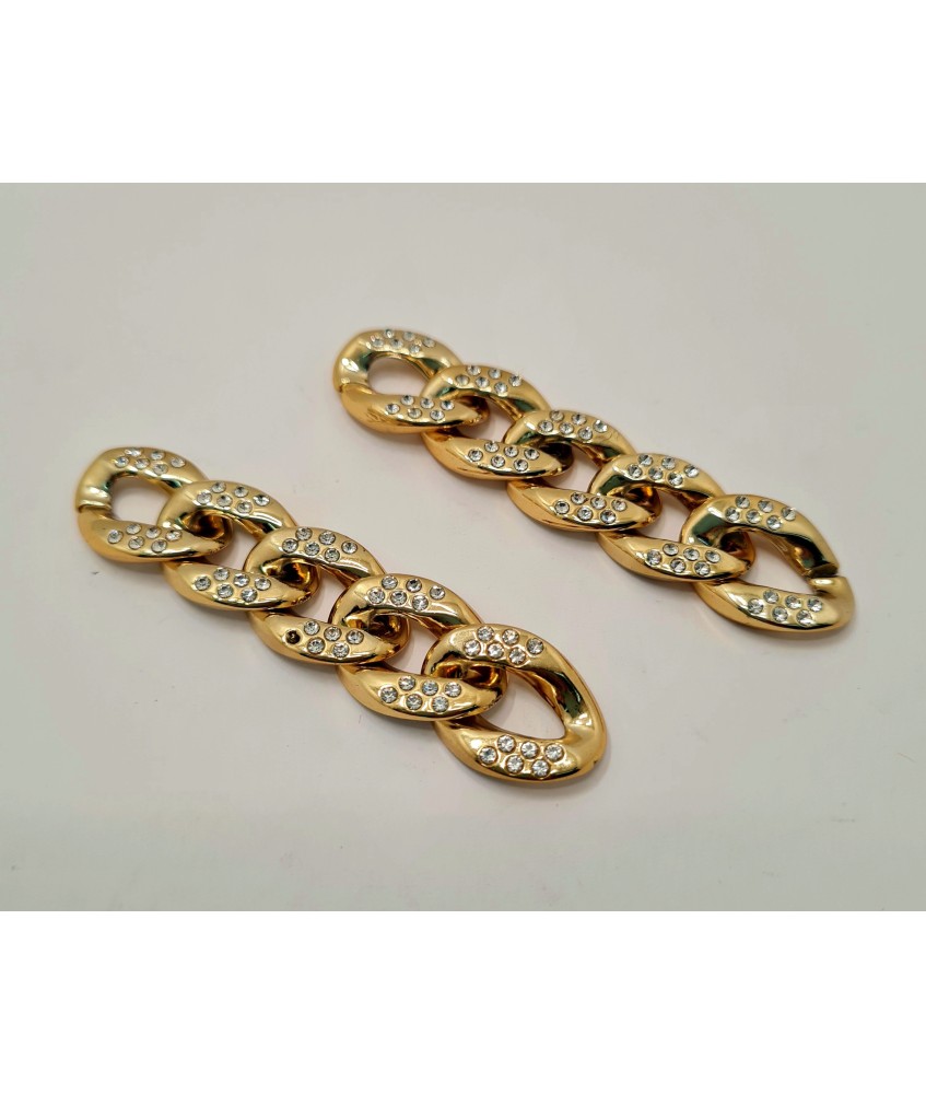 CADENA ESLABON 7,5CM ACRILICO ORO CON BRILLANTES Nº2 (5 ESLABONES)