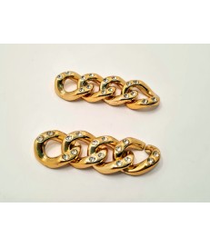 CADENA ESLABON 7CM ACRILICO ORO CON BRILLANTES Nº16 (4 ESLABONES)