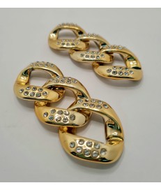 CADENA ESLABON 9CM ACRILICO ORO CON BRILLANTES Nº17 (3 ESLABONES)