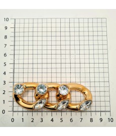 CADENA ESLABON 8CM ACRILICO ORO CON STRASS Nº25 (3 ESLABONES)