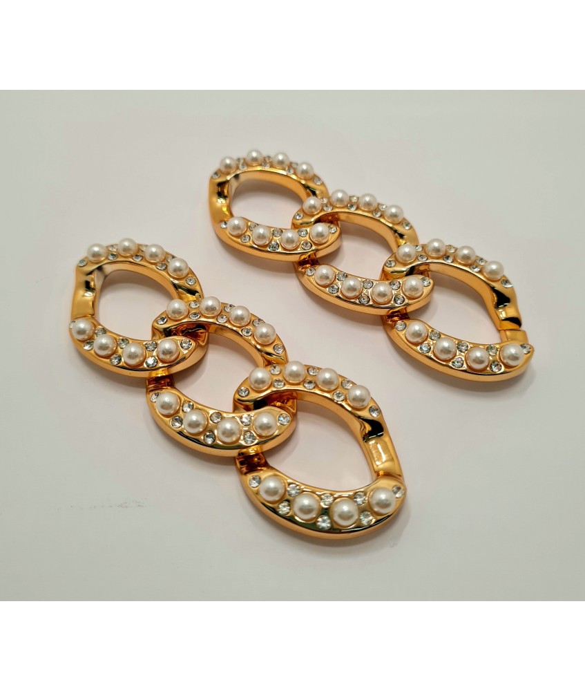 CADENA ESLABON 9CM ACRILICO ORO CON BRILLANTES Nº29 (3 ESLABONES)