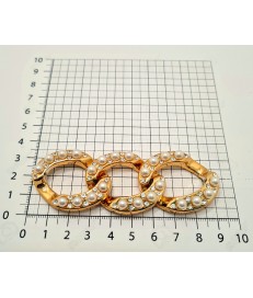 CADENA ESLABON 9CM ACRILICO ORO CON BRILLANTES Nº29 (3 ESLABONES)