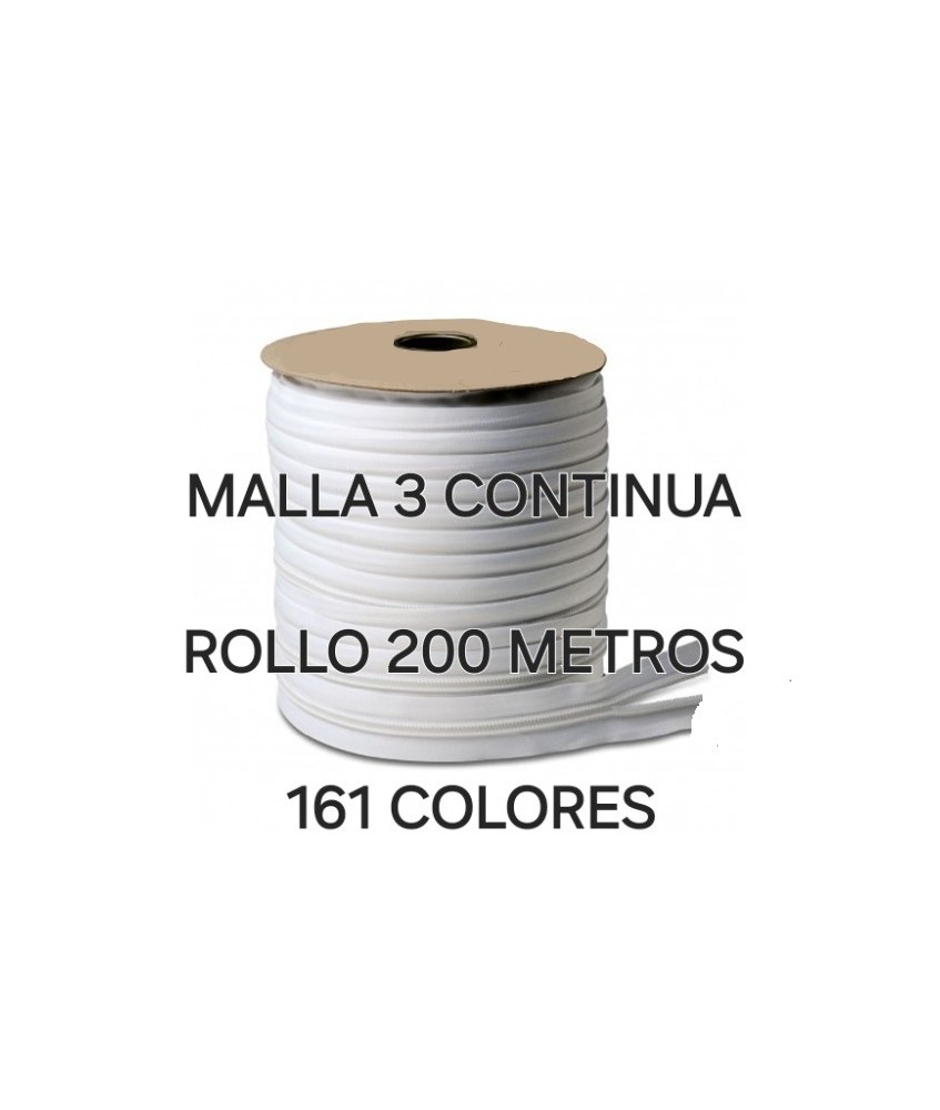 CREMALLERA CONTINUA NYLON MALLA 3 ( ROLLO 200 METROS )