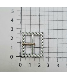 HEBILLA PLASTICO CUADRADA 20MM BRILLANTES PLATA