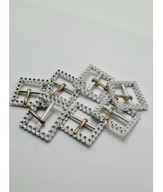 HEBILLA PLASTICO CUADRADA 20MM BRILLANTES PLATA