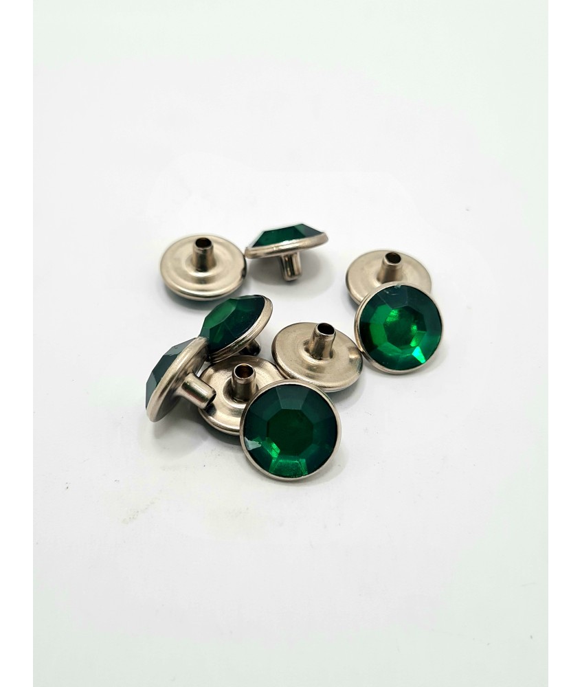 BRILLANTE STRASS 13MM VERDE REDONDO (10 UNIDADES)