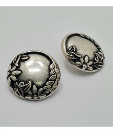 ADORNO FLORES 25MM PLATA OXIDO ( 5 UNIDADES )