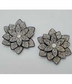 ADORNO FLOR LOTO BRILLANTES PLATA (2 UNIDADES)