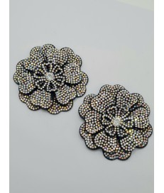 ADORNO FLOR LOTO REDONDA BRILLANTES PLATA (2 UNIDADES)