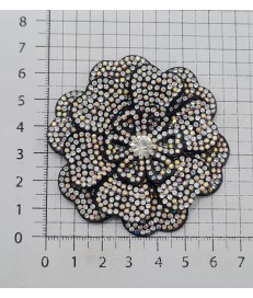 ADORNO FLOR LOTO REDONDA BRILLANTES PLATA (2 UNIDADES)