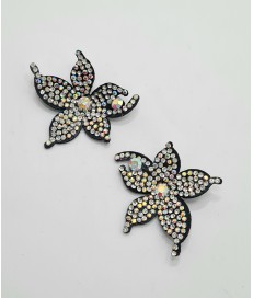 ADORNO FLOR PERLA  BRILLANTES PLATA (2 UNIDADES)