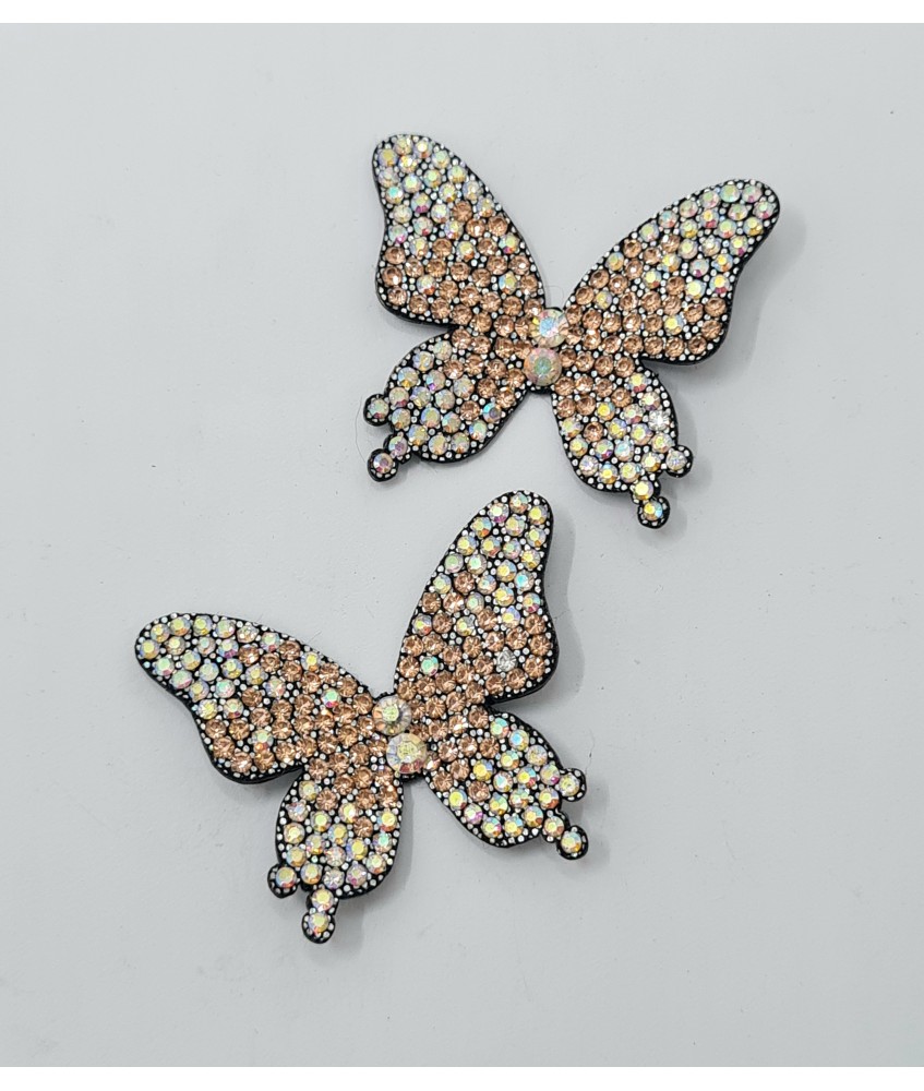 ADORNO MARIPOSA BRILLANTE PLATA ORO  (2 UNIDADES)