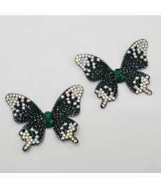 ADORNO MARIPOSA BRILLANTE PLATA VERDE (2 UNIDADES)