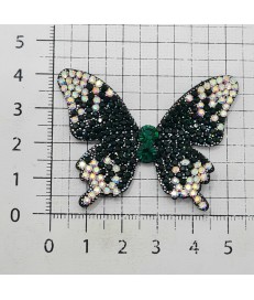 ADORNO MARIPOSA BRILLANTE PLATA VERDE (2 UNIDADES)