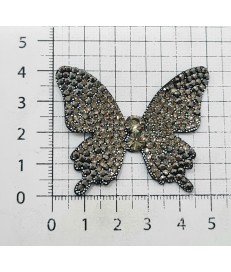 ADORNO MARIPOSA BRILLANTE NEGRO PLATA   (2 UNIDADES)