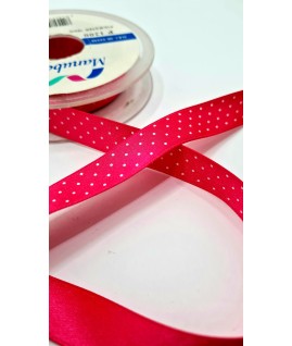 CINTA RASO 16MM ROSA PUNTOS...