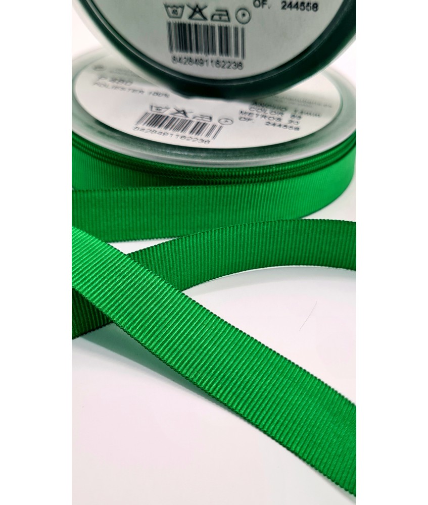 CINTA FALLA GROSS GRAIN 14MM VERDE ( 20 METROS )