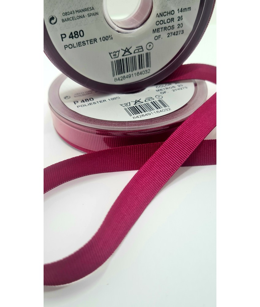 CINTA FALLA GROSS GRAIN 14MM MAGENTA ( 20 METROS )