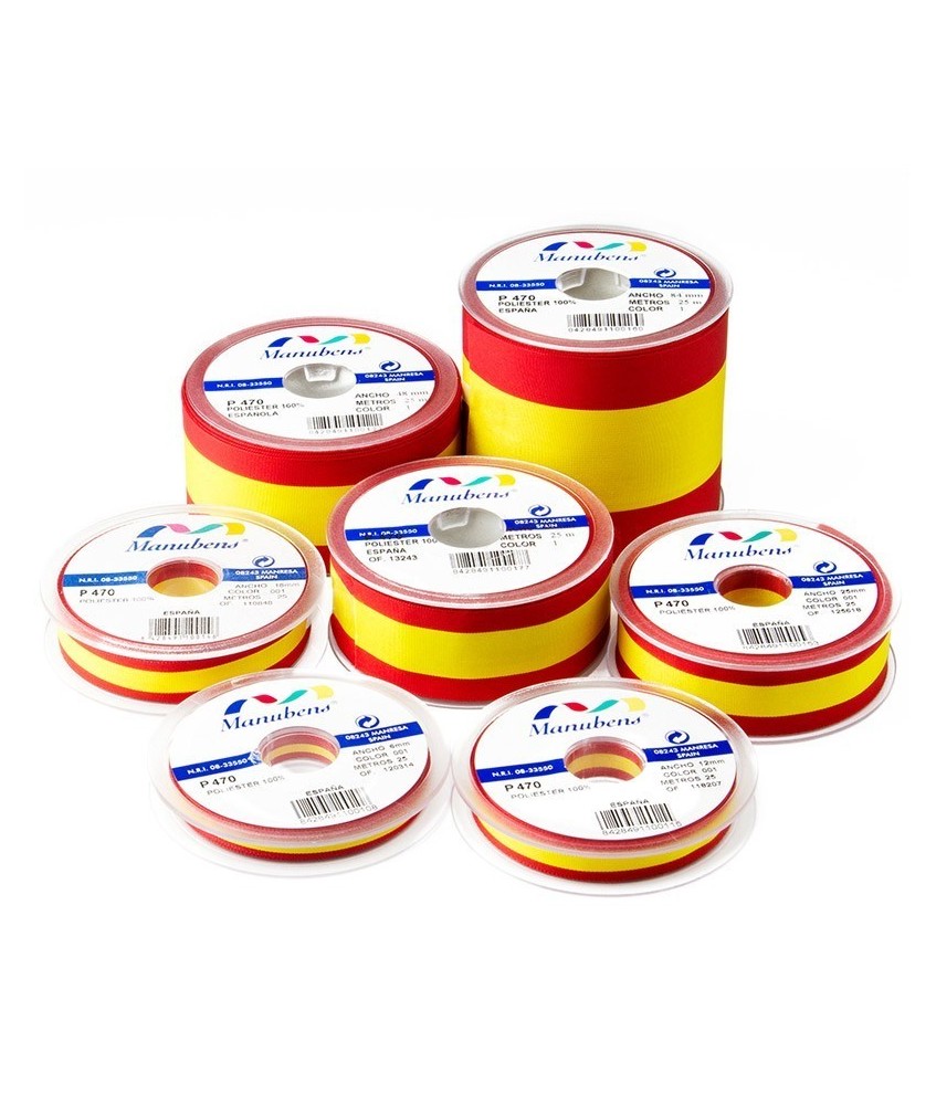 CINTA POLIESTER 6MM BANDERA ESPAÑA ( 25 METROS )