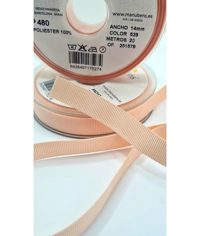CINTA FALLA GROSS GRAIN 14MM SALMON ( 20 METROS )