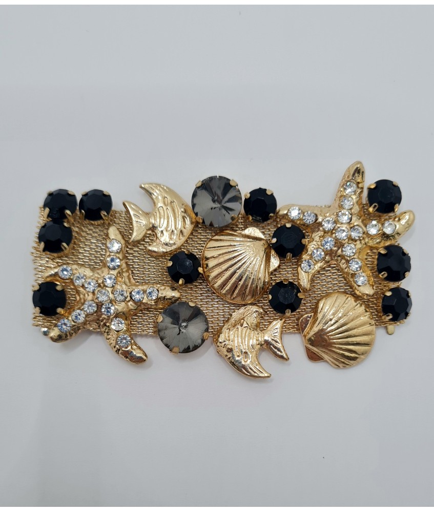 ADORNO PEDRERIA MARINO PECES ESTRELLA MAR ORO / NEGRO (2 UNIDADES)