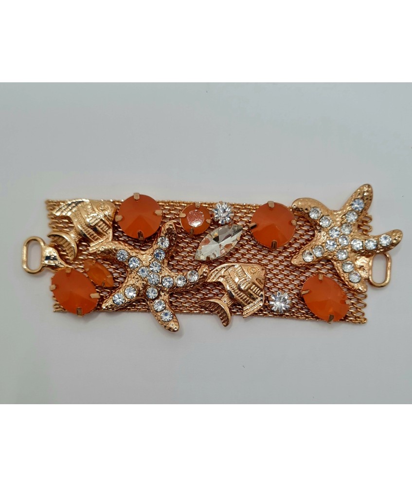 ADORNO PEDRERIA MARINO PECES ESTRELLA MAR ORO / NARANJA (2 UNIDADES)