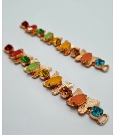 ADORNO PEDRERIA MARIPOSAS ORO / MULTICOLOR  (2 UNIDADES)