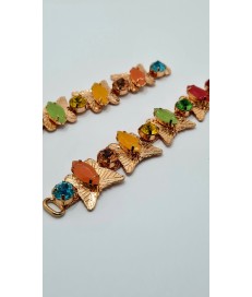 ADORNO PEDRERIA MARIPOSAS ORO / MULTICOLOR  (2 UNIDADES)