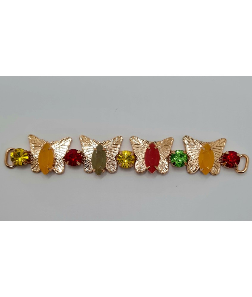 ADORNO PEDRERIA MARIPOSAS ORO / MULTICOLOR  (2 UNIDADES)