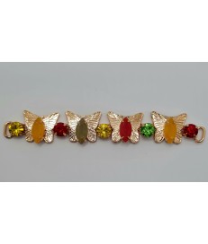 ADORNO PEDRERIA MARIPOSAS ORO / MULTICOLOR  (2 UNIDADES)