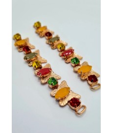 ADORNO PEDRERIA MARIPOSAS ORO / MULTICOLOR  (2 UNIDADES)