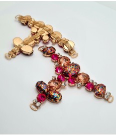 ACCESORIO METALICO PEDRERIA BOLAS ORO/ ROSADO (2 UNIDADES)