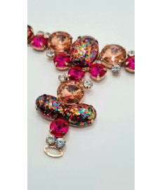 ACCESORIO METALICO PEDRERIA BOLAS ORO/ ROSADO (2 UNIDADES)