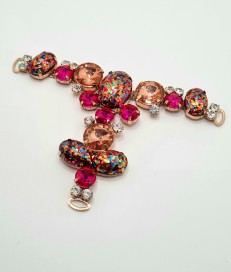 ACCESORIO METALICO PEDRERIA BOLAS ORO/ ROSADO (2 UNIDADES)