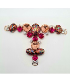 ACCESORIO METALICO PEDRERIA BOLAS ORO/ ROSADO (2 UNIDADES)