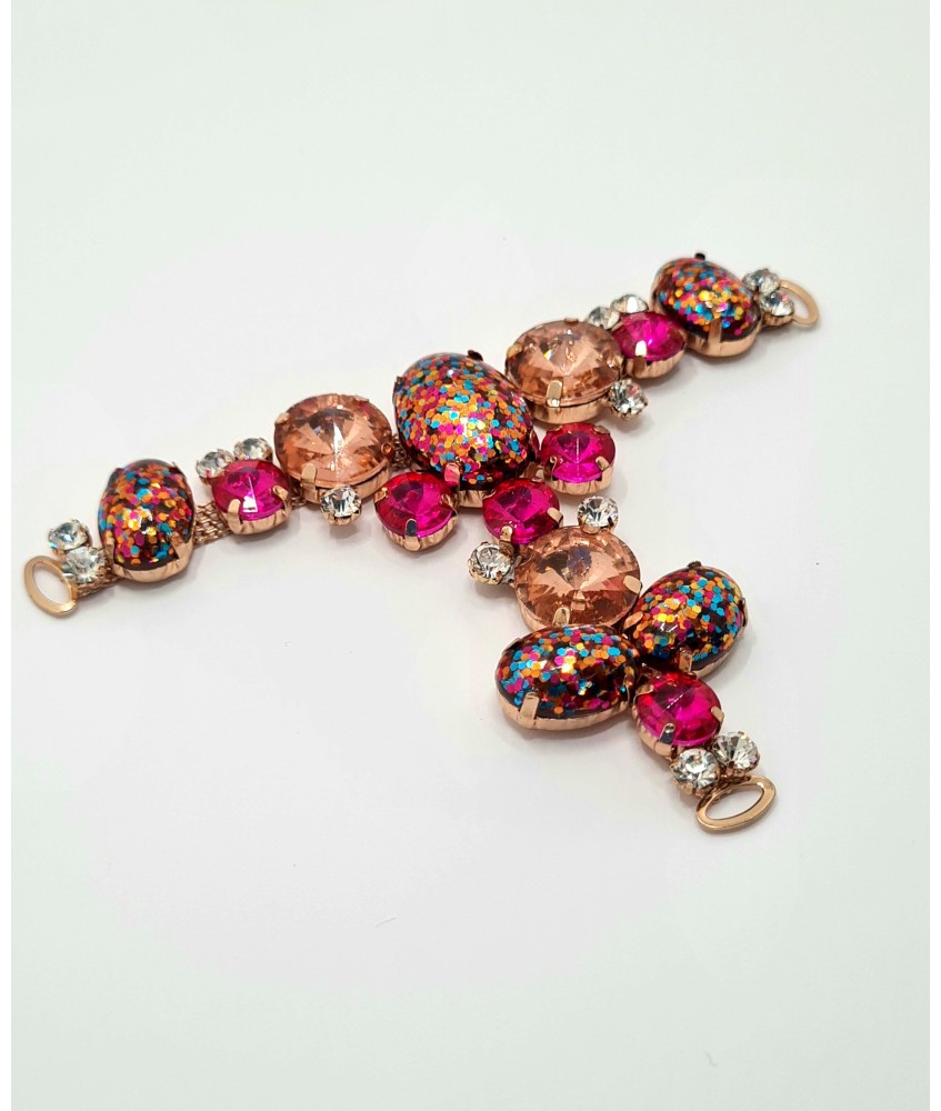 ACCESORIO METALICO PEDRERIA BOLAS ORO/ ROSADO (2 UNIDADES)