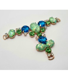 ACCESORIO METALICO PEDRERIA BOLAS ORO/ VERDOSO (2 UNIDADES)