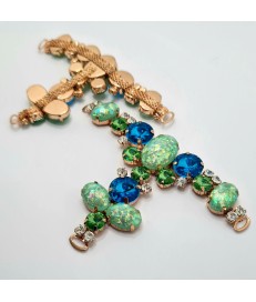 ACCESORIO METALICO PEDRERIA BOLAS ORO/ VERDOSO (2 UNIDADES)