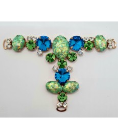 ACCESORIO METALICO PEDRERIA BOLAS ORO/ VERDOSO (2 UNIDADES)