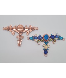 ACCESORIO METALICO PEDRERIA BOLAS ORO/ VERDOSO (2 UNIDADES)