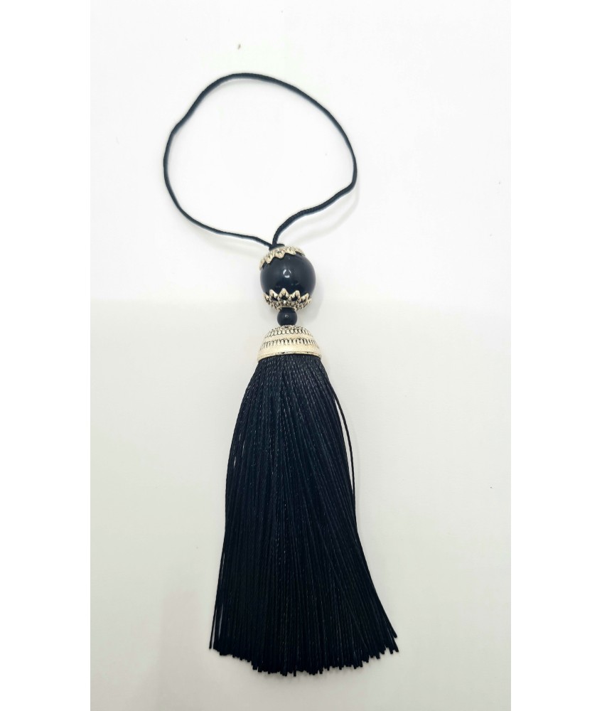 BORLA NEGRA METAL PLATA  (2 UNIDADES)