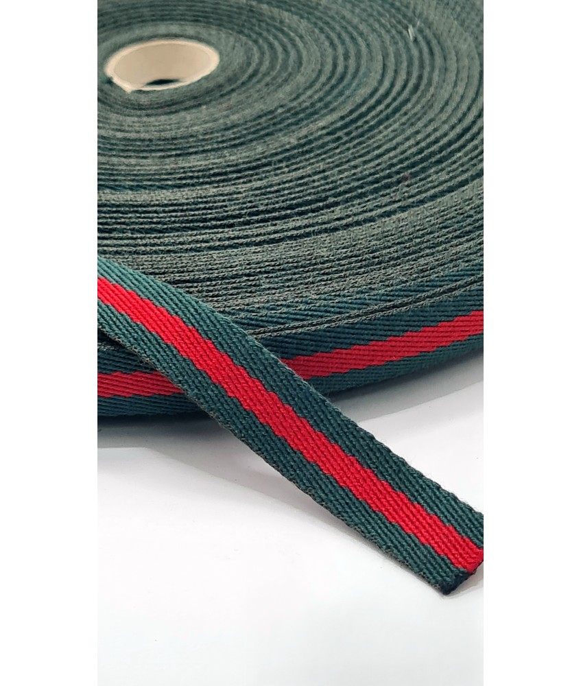 CINTA 15MM POLIPROPILENO GUCCI VERDE Y ROJA