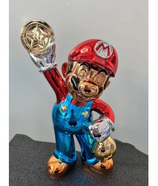 FIGURA RESINA CROMADA POP ART MARIO BROS 40CM
