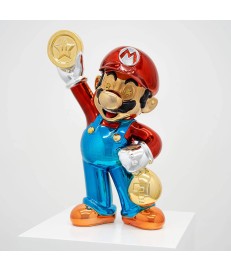 FIGURA RESINA CROMADA POP ART MARIO BROS 40CM