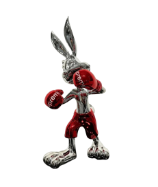 FIGURA BUGS BUNNY RESINA CROMADA POP ART 55CM