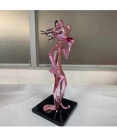 ESTATUA POP ART PANTERA ROSA CROMADA 40CM